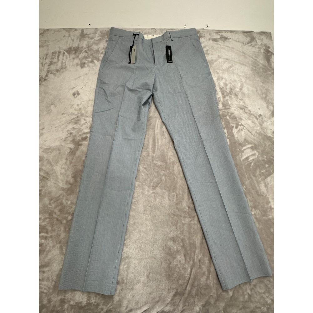 Express Photographer Dress Pants Mens 32/34 Light Blue Pinstripes New With Tags